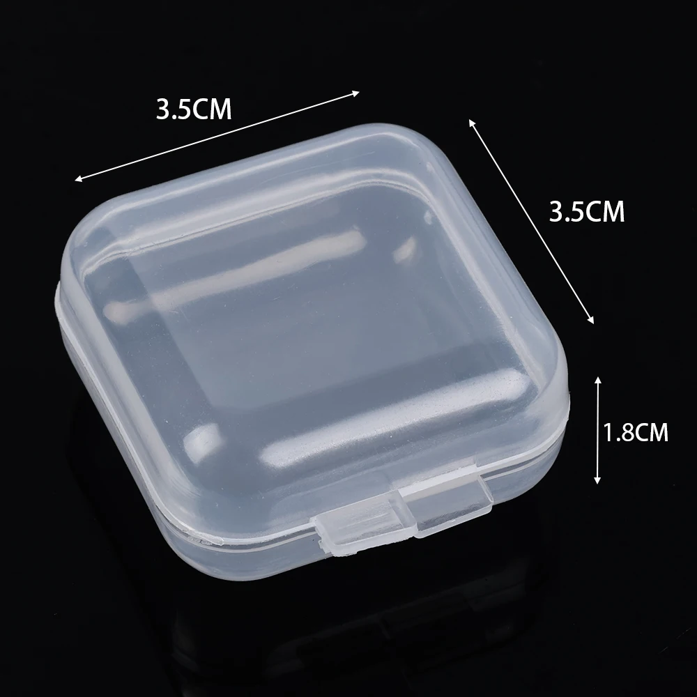 48Pcs 3.5*3.5*1.8cm Mini Clear Plastic Storage Box Container with Lids Empty Hinged Boxes for Beads DIY Craft Jewelry Making