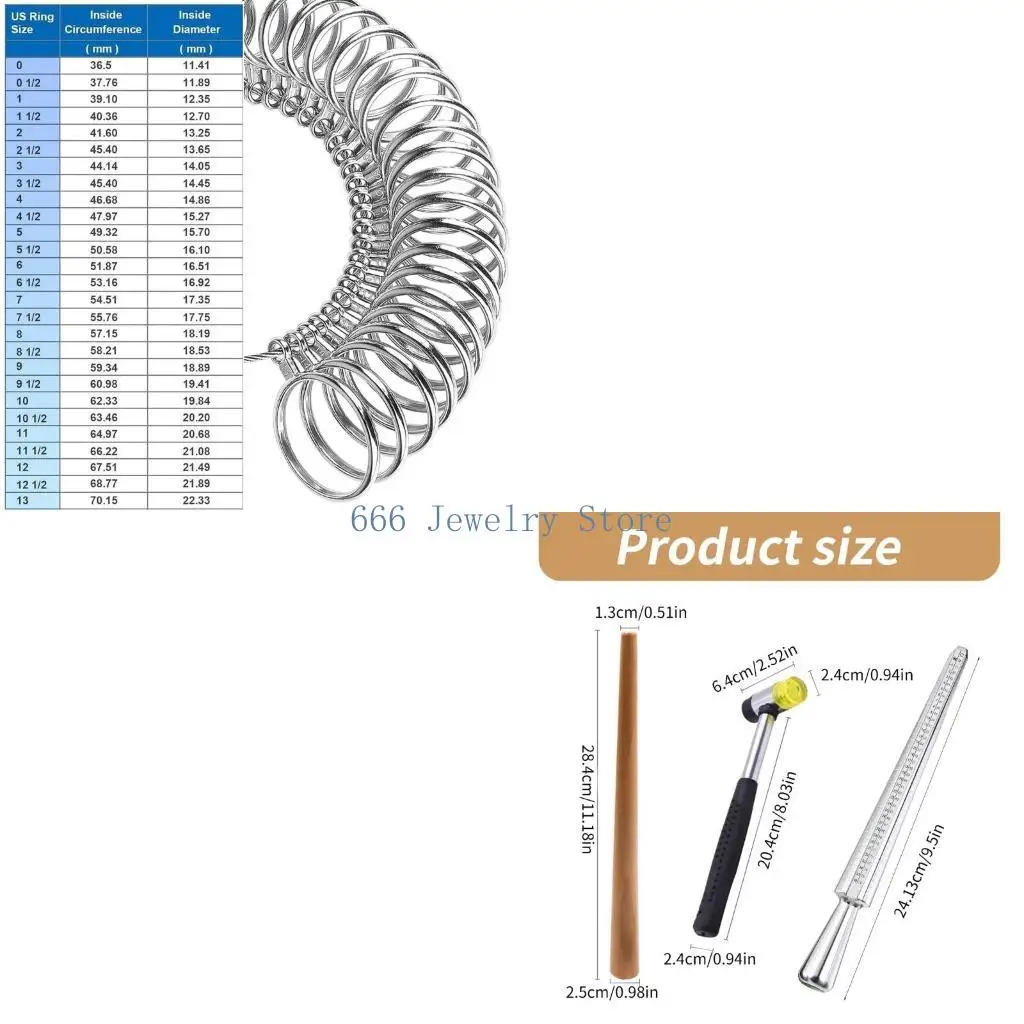 

F2TD Многофункциональные ювелирные кольца Набор для определения размеров колец с оправкой для определения размеров пальцев и для
