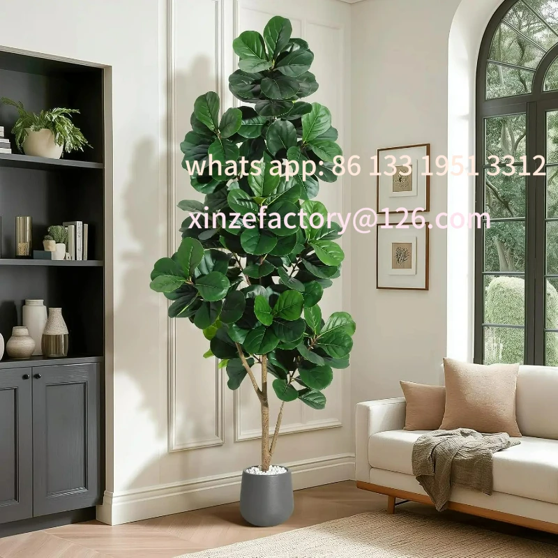 

Customizable 4FT/5FT/6FT/7FT Fiddle Leaf Fig Tree Artificial with Leaves, Realistic Faux Ficus Lyrata Trees in White Planter Pot