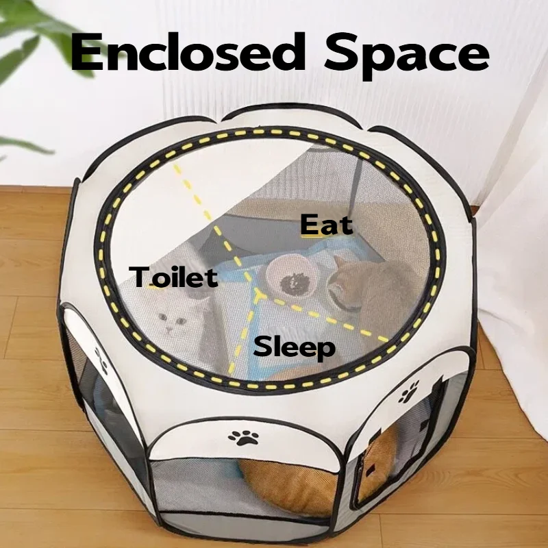 Large Octagonal Cat Fence Portable Foldable Pet Tent Delivery Room Lounge Puppy Shelter Kennel Indoor Outdoor Easy Operate Cage