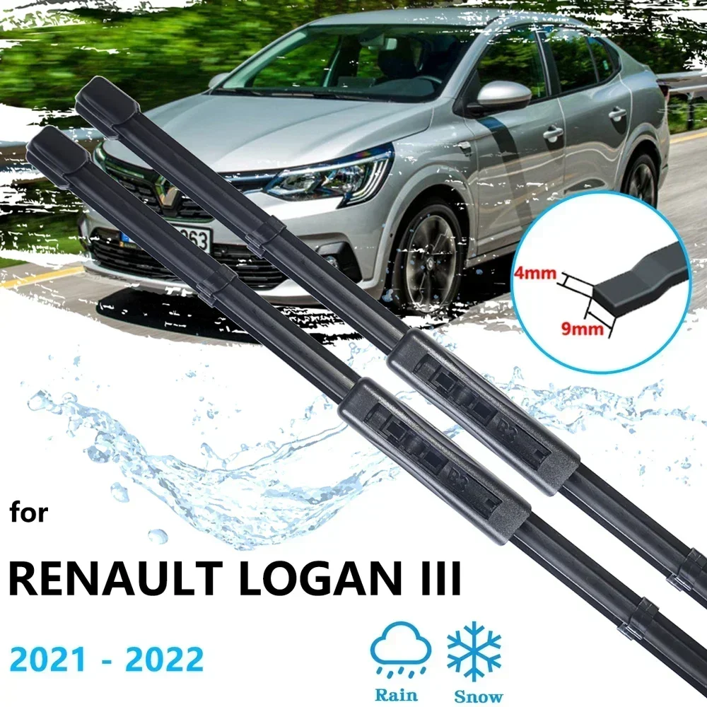 For Renault Logan III LJI MK3 2021 2022 Frameless Wiper Blades Rubber Strip Refill Cutter Windshield Windscreen Windows Cleaners