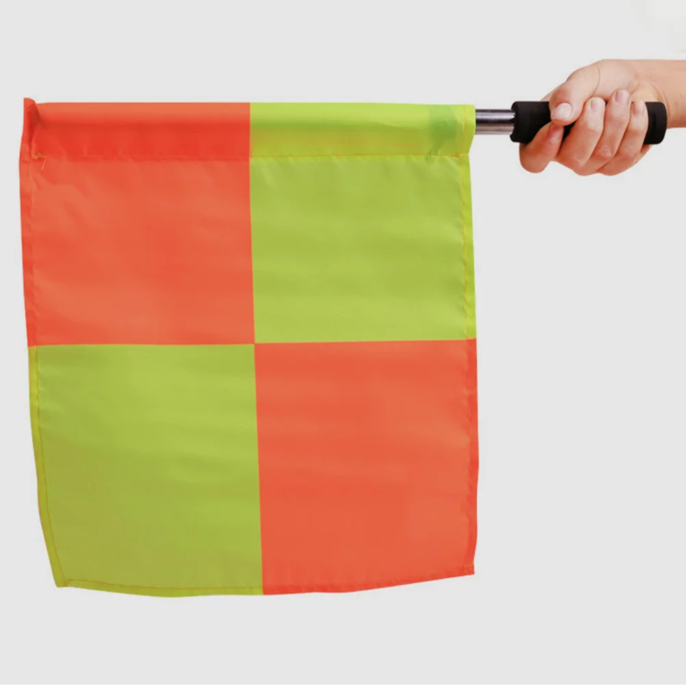 Banderas de árbitro a cuadros grandes, Material de poliéster brillante y Visible para juegos de fútbol, práctica de entrenamiento, árbitro, 2 uds.
