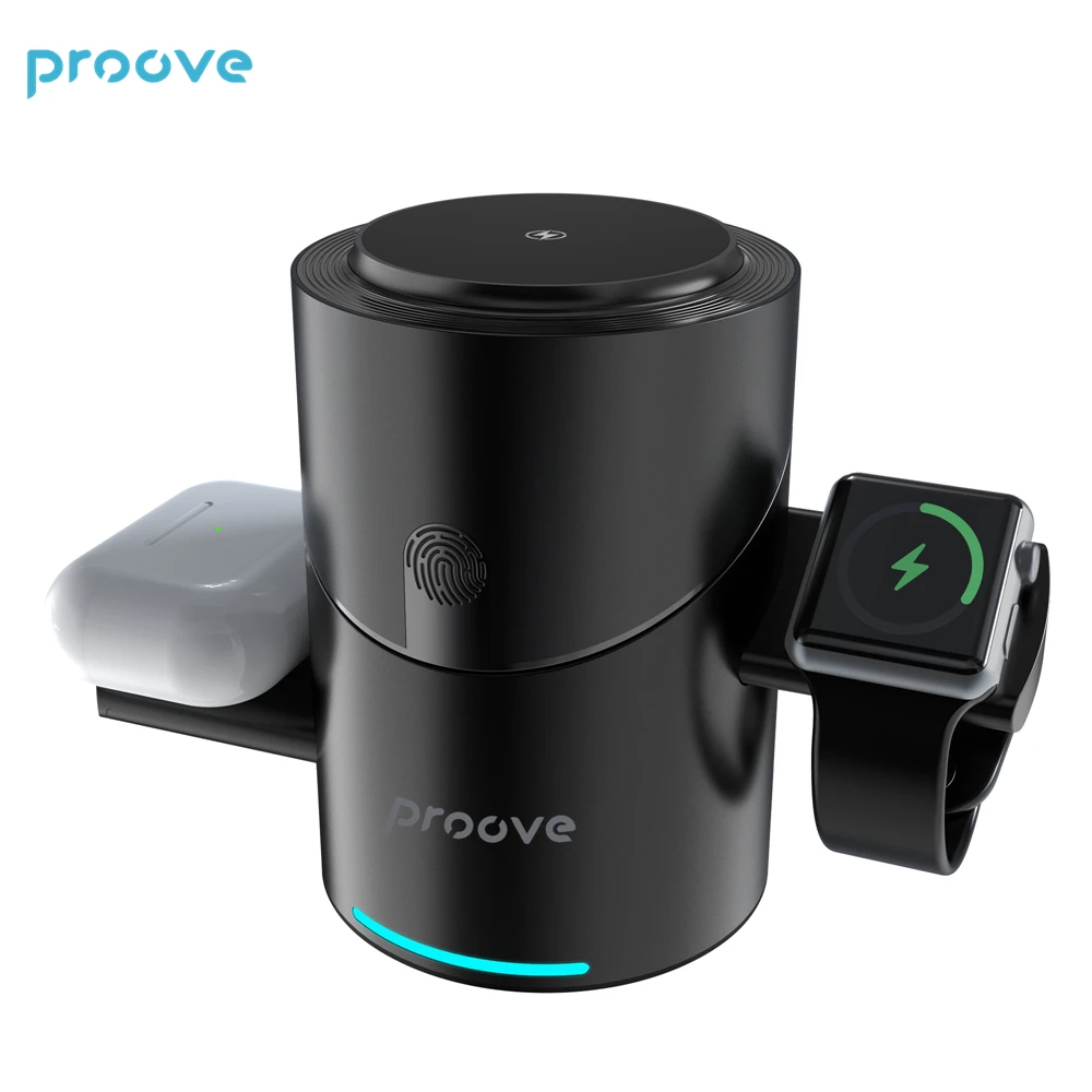 Proove Optimus 3in1 15W Fast Charging Autorotation For Watch Earphone Wireless Charging