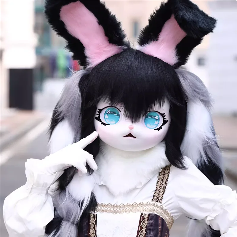 Masque de tête de fourrure d'animal, masque de chat en peluche de renard, accessoires de Costume pour Halloween, accessoires de spectacle de fête Cosplay, cadeaux pour enfants