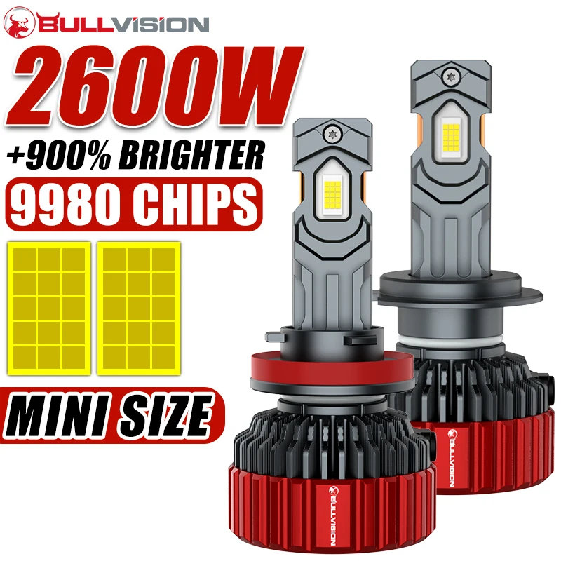 Bullvision G5 H7 LED 2600W 9000000LM Car Headlight Bulbs Canbus CSP H4 H11 H8 H9 H1 HB3 9005 9006 HB4 9012 HIR2 Fog Lights 6000K