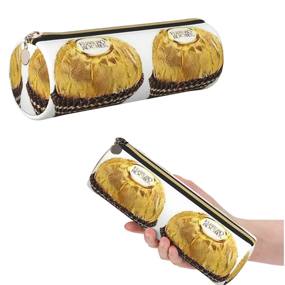 Estuche de Lápices Ferrero Rocher para Niños, Caja de Lápices Cilíndrica para la Escuela, Bolsa para Lápices, Porta Lápices
