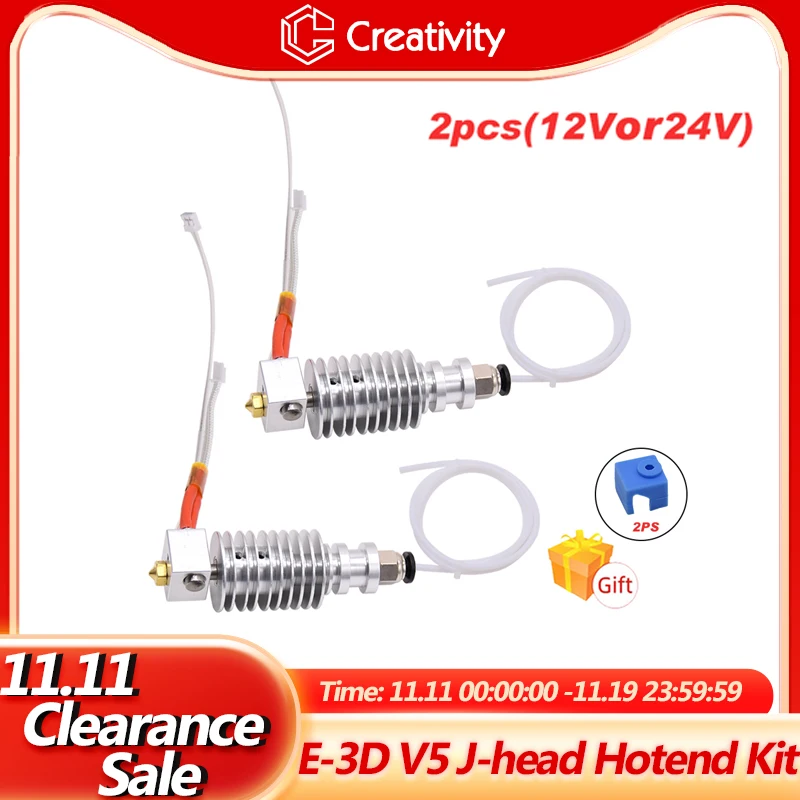 

2 шт. V5 J-head Hotend Kit E-3D Bowden Extruder V5 нагревательный блок 12/24 В для I3 Mega/Chiron 3D Printer Parts VS V6 Hotend