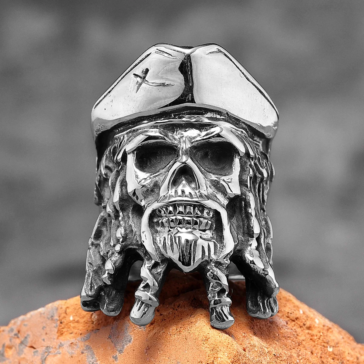 Pirates of The Caribbean Captain Jack Stainless Steel Mens Rings Punk for Male Boyfriend Biker Jewelry Creativity Gift Wholesale