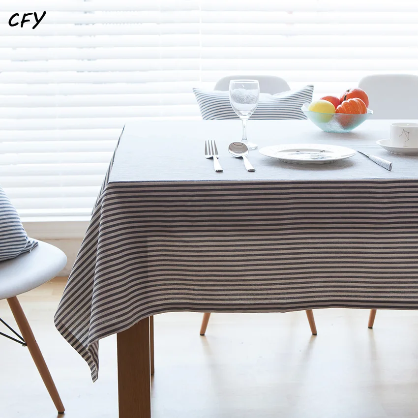 

Cotton Linen Japanese Striped Minimalist Artistic Rectangular Tablecloth Tea Table Pad Meal Cloth Photo Background Cloth