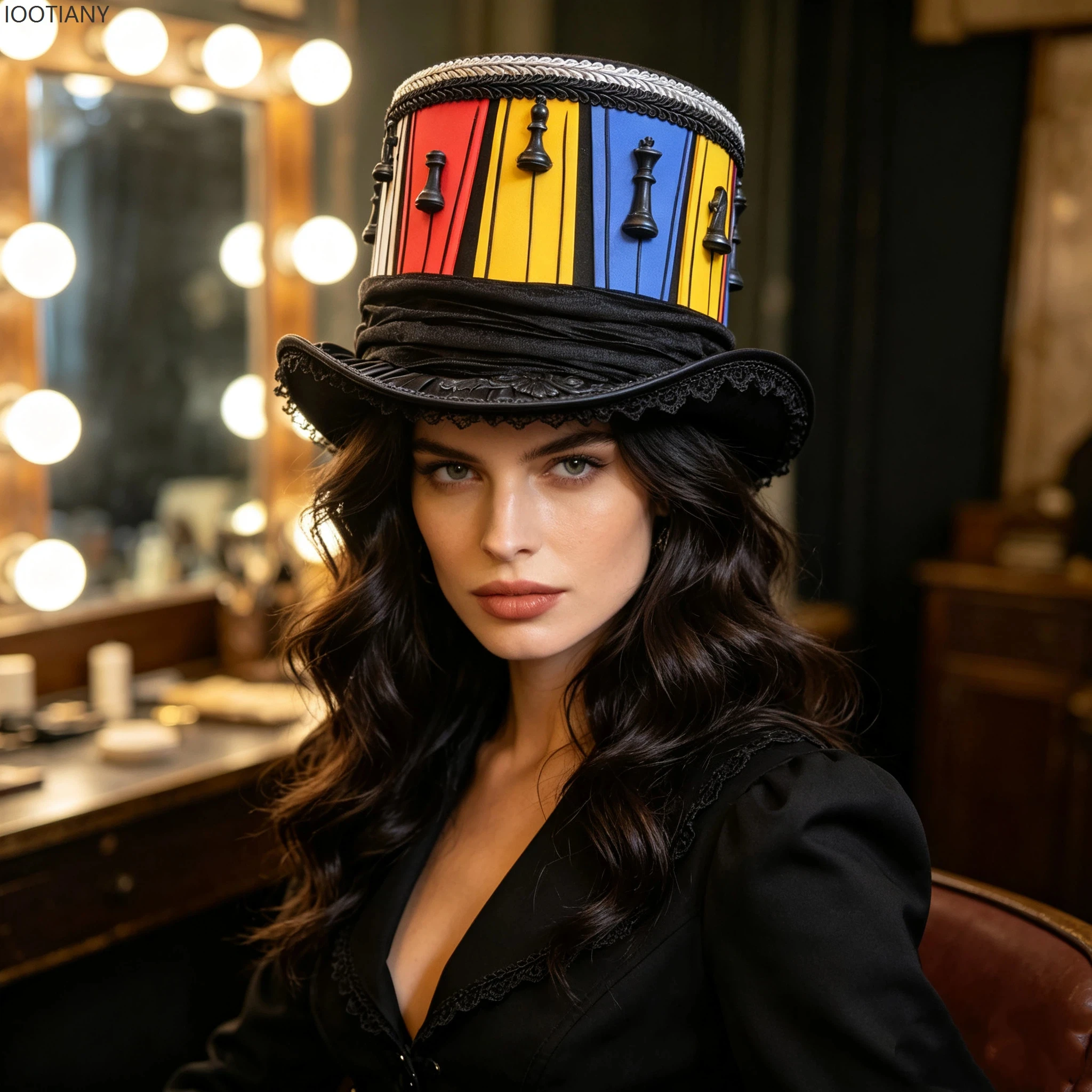 chapeau-haut-de-forme-colore-a-rayures-motif-piece-d'echecs-unisexe-pour-costume-de-cirque-style-lolita-ideal-pour-une-fete-du-the-un-spectacle-d'halloween-ou-un-accessoire-de-cosplay