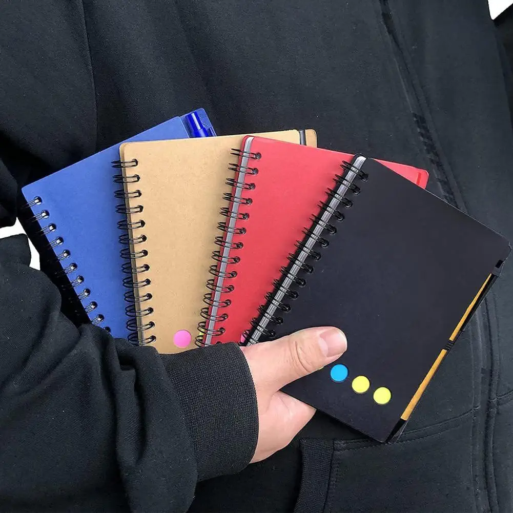 Cahier à spirale avec stylo et pense-bête, cahier de licence durable pour le travail de bureau et l'école, 1 ensemble