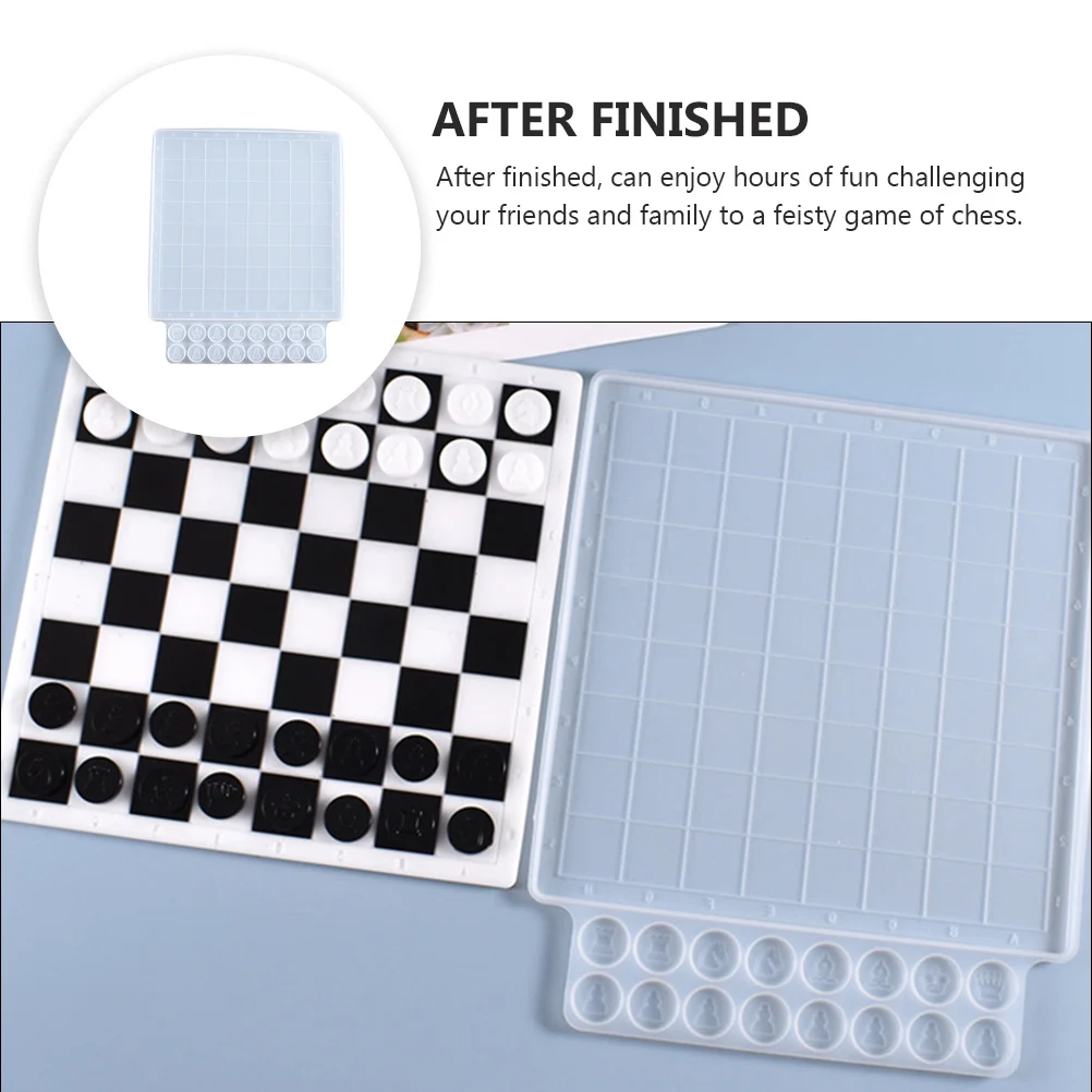 Chess Silicone Mold Resin DIY Epoxy Board Casting Molds Game Checkerboard Checkers