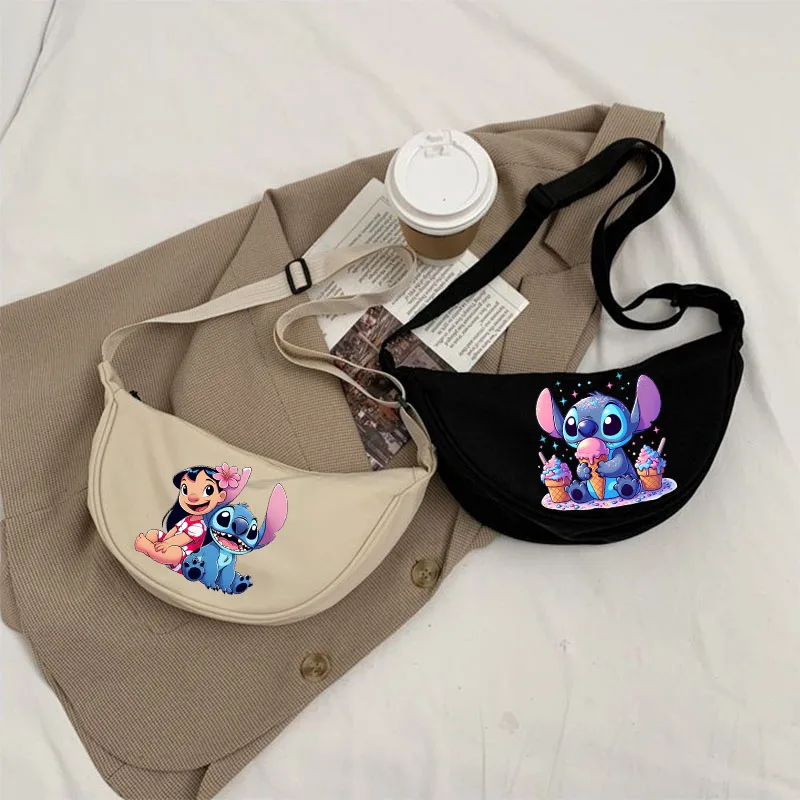 Disney Lilo & Stitch Casual Hobos Crossbody Bag for Women Shoulder Bags Large Capacity Tote Lady Shopper Bag Female Purses 2024