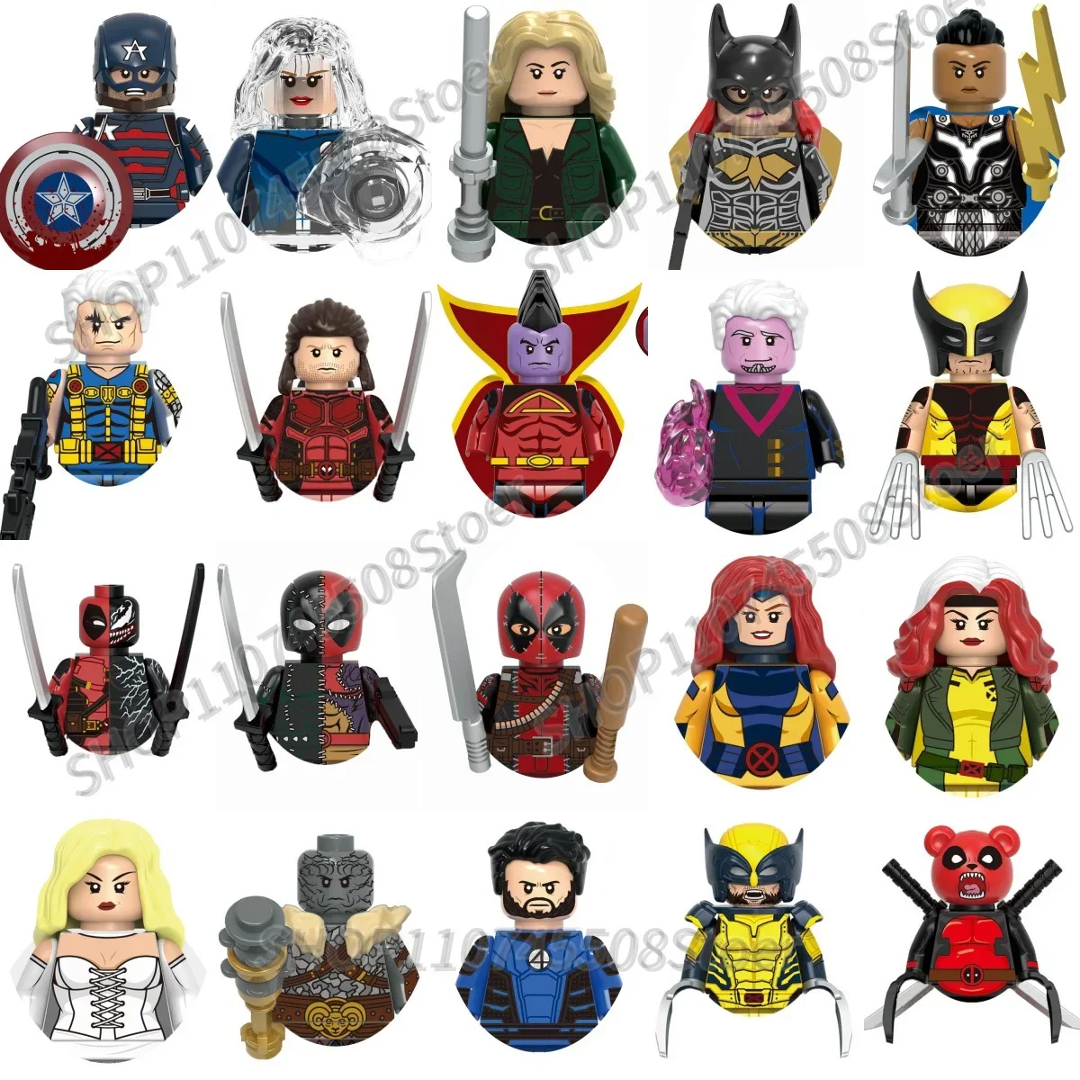 

Hot toys building blocks Batgir Magneto Wolverine Scream Deadpool mini brick toys children's party gifts