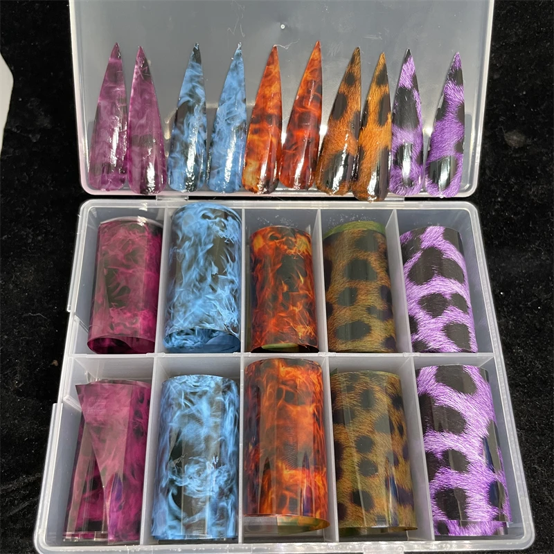 Neue Blumen-Nagelfolien für Transferpapier-Aufkleber, Florale Klebefolien, Frucht-Nagelwraps, Fisch-DIY-Wassermarmor-Nagelkunst-Dekorationen