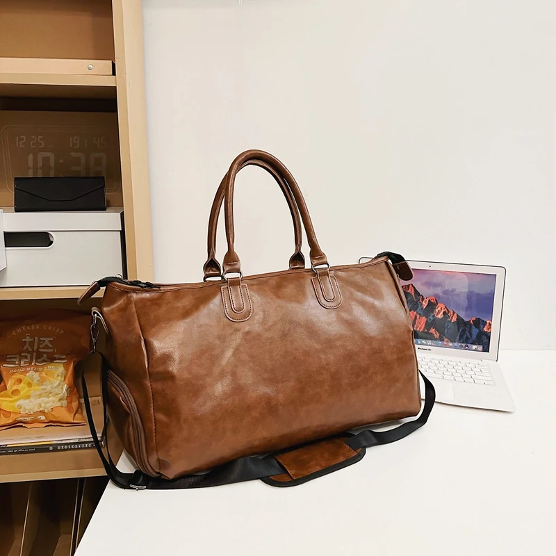 

Ретро-стильная дорожная сумка из ПУ для коротких деловых поездок с отделением для обуви, водонепроницаемая, универсальная.