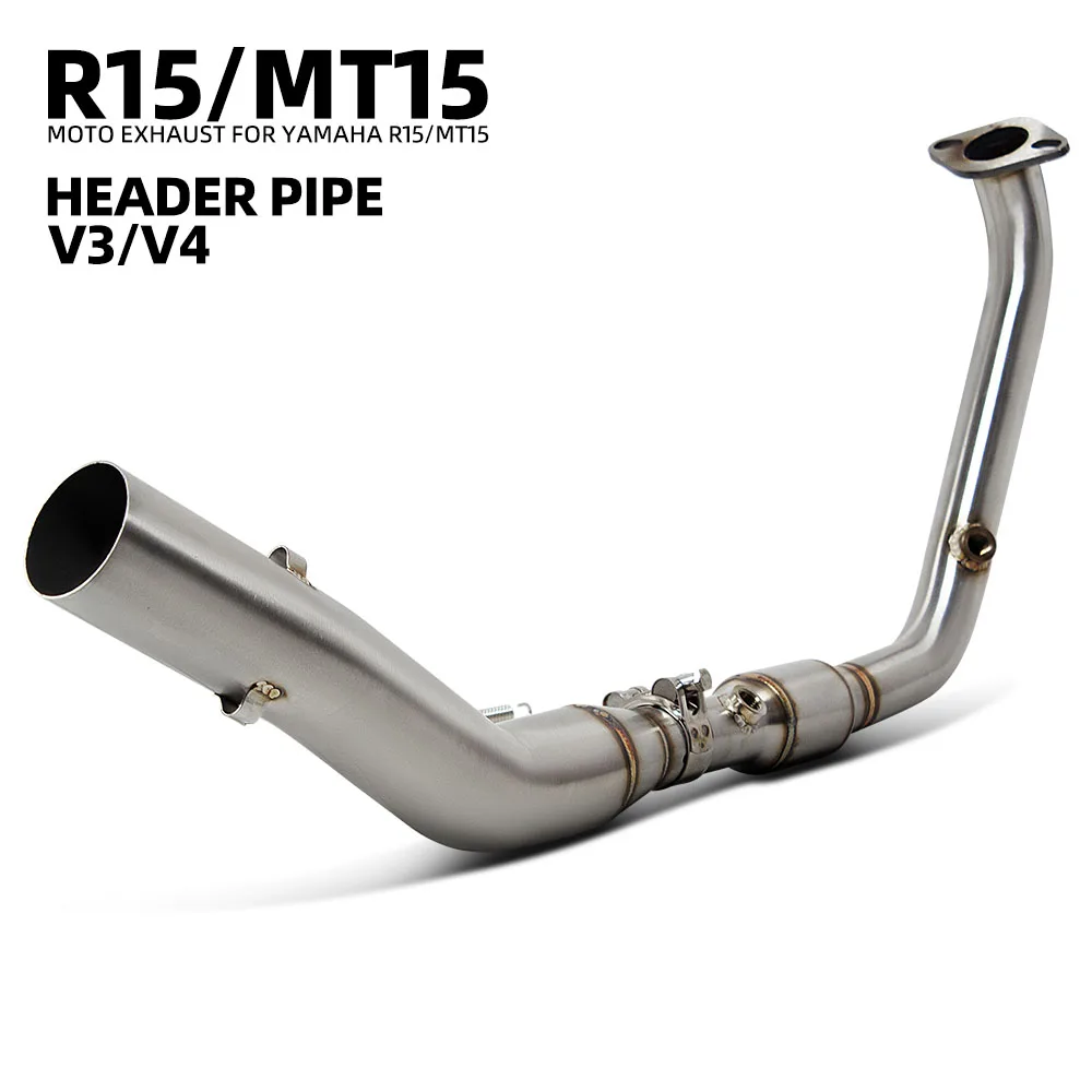 

Для мотоциклов YAMAHA MT15 R15 XSR155 V3 V4 2017-2025: Комплект для модификации выхлопной системы, передняя соединительная труба из нержавеющей стали 51 мм, выпускной коллектор