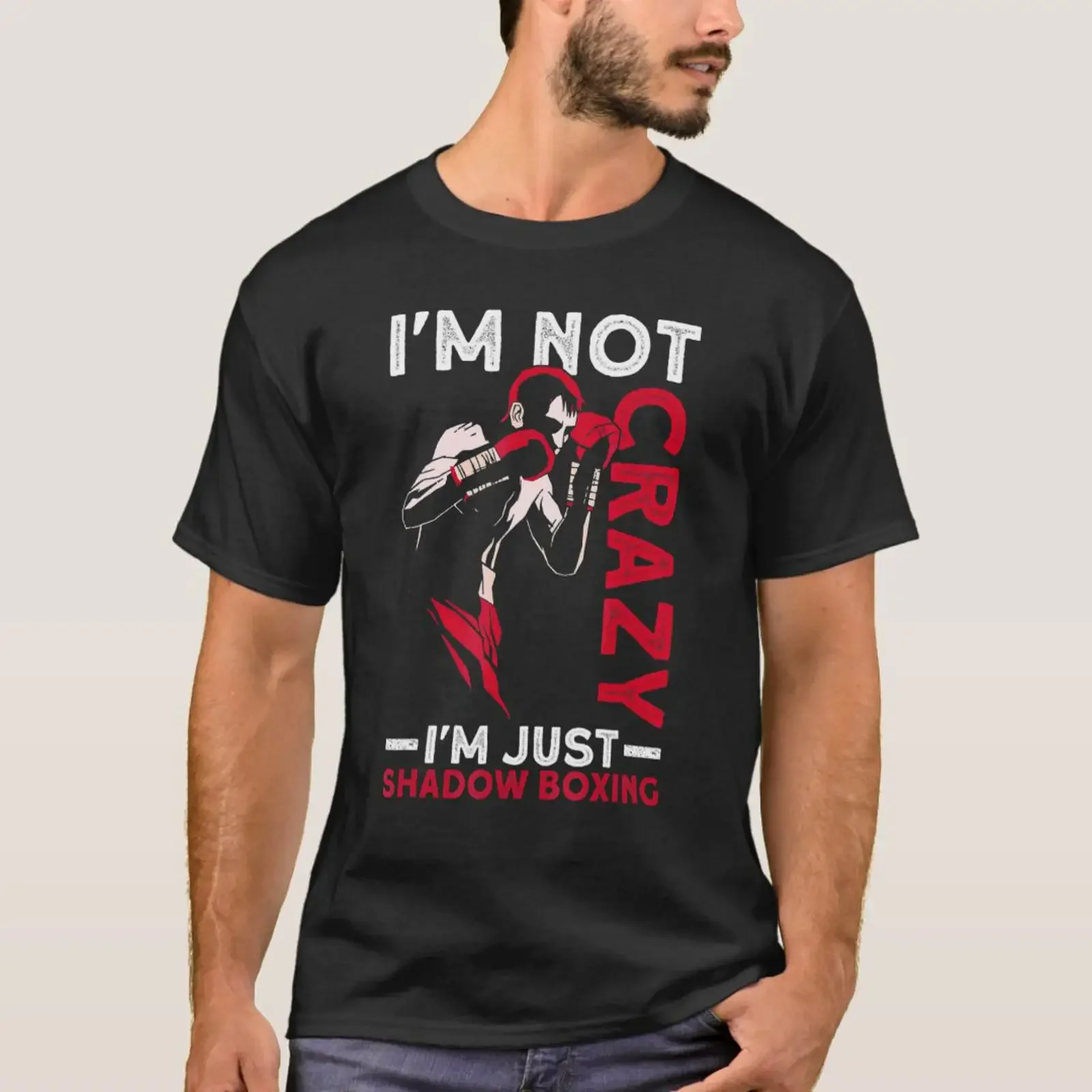I'm Not Crazy Just Shadow Boxing T Shirt vintage Washed fashion Stylish Unisex Versatile Comfortable Top For Everyday Wear Soft