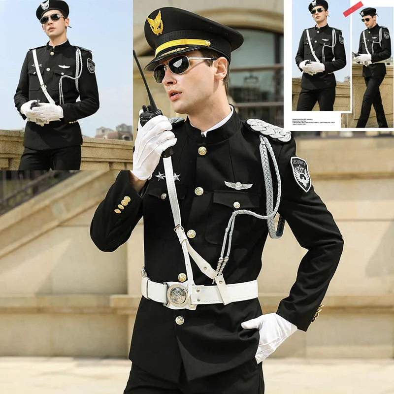 

Institutions Security Protocol Uniform Hotel Property Work Coat + Pants + Accessories Enterprises Gatekeeper Suit Set Male in022