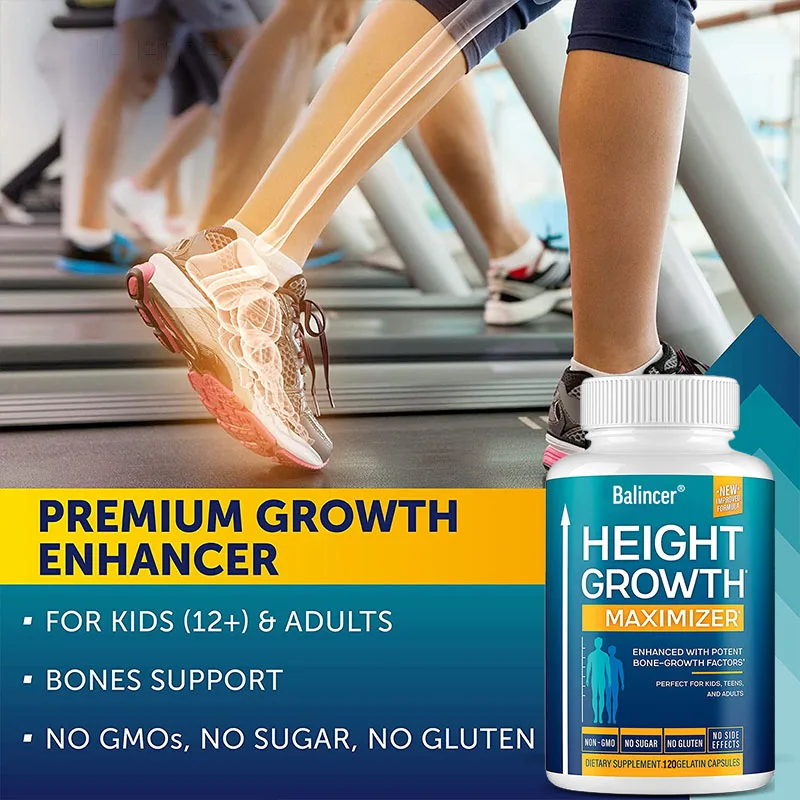 Height Growth Maximizer - Natural Peak Height - Bone Strength Growth with Calcium - No Somatropin, 120 Capsules