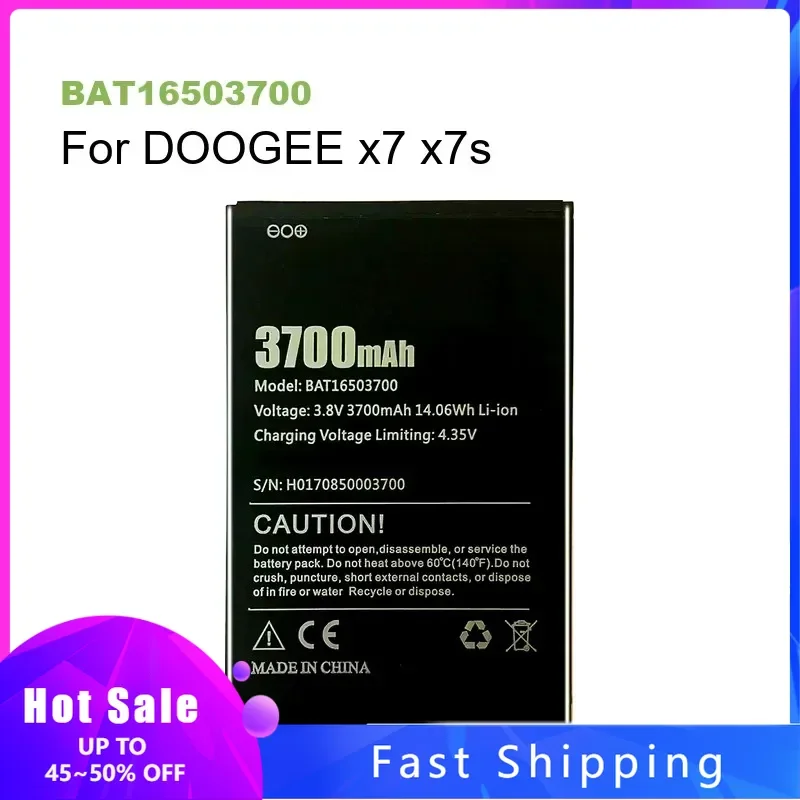 

BAT16503700 Replacement Mobile Phone Battery For DOOGEE x7 x7s 3700mAh