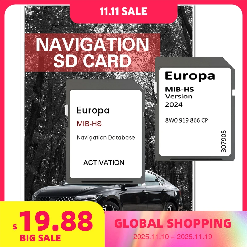 

2024 Upgrade Europe UK map for Audi A345 S345 RS345 Q25 SQ25 RSQ25 Car MHS2 MIB-HS Navigation 8W0919866CP Sat Nav SD Card