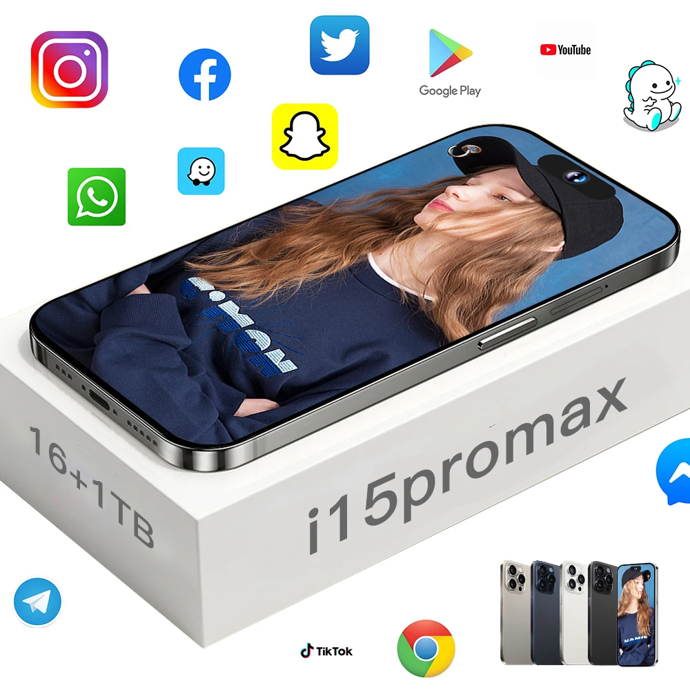 2023 Wersja klonowa 15 pro max 6,8 cala 60 Hz Tani smartfon 4G 5G 8 GB + 512 GB odblokowana Podwójna karta SIM 64 MP Tani 15 Pro Max