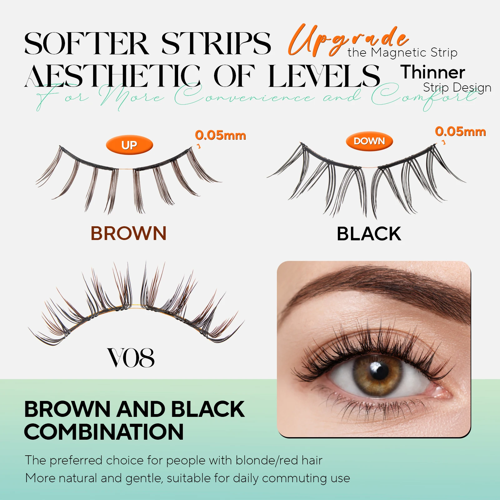 VYRILA อัพเกรดขนตาปลอมสีน้ําตาล/สีดํา Reusable Soft Magnetic Lash พร้อม Applicator ดูธรรมชาติไม่จําเป็นต้องใช้กาว Lashes Kit
