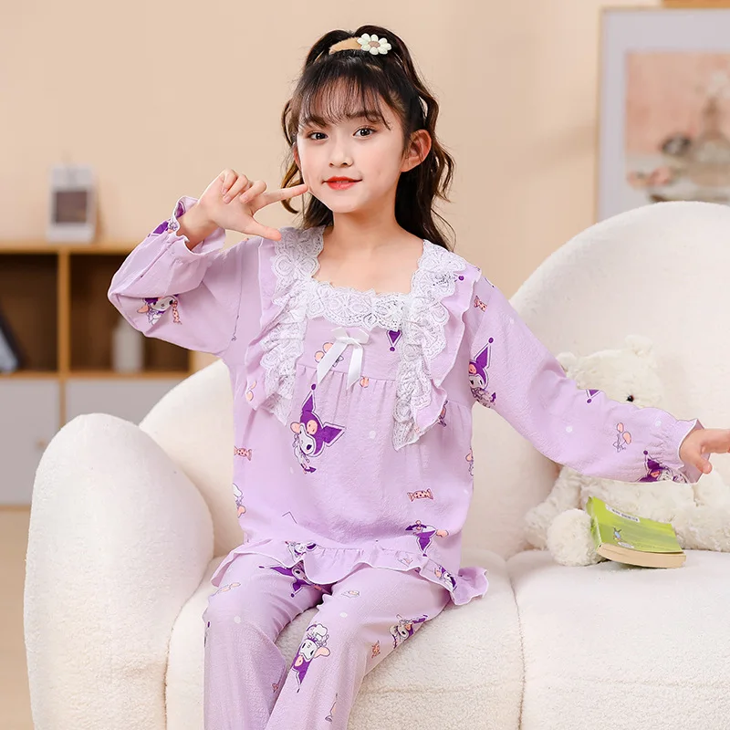 Children's Pajamas Girls Thin Edition Pajama Girl Sets Set Sleepwear Robe Clothing Mother Kids