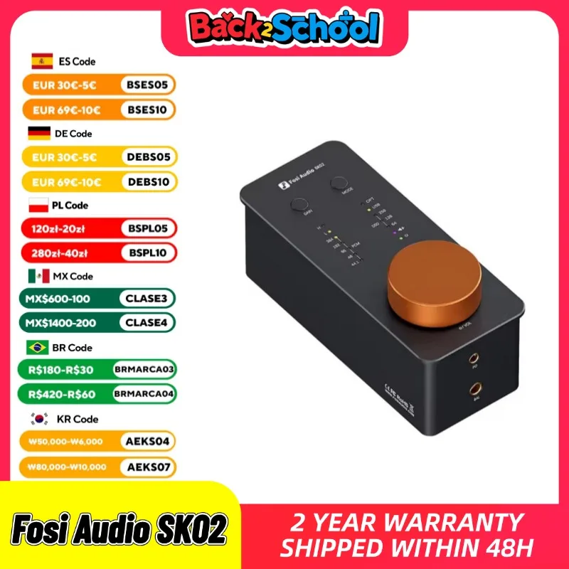 

Fosi Audio SK02 USB DAC Headphone Amplifier Amp Audio Decoder Support DSD 256 PCM For 3.5MM & 4.4MM Balanced Headphone