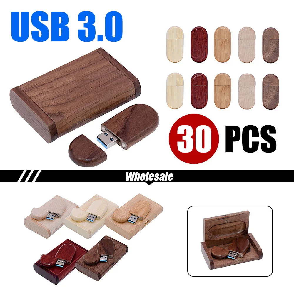30pcs/lot Custom Wooden bamboo USB flash drive pen driver wood chips pen drive 4GB 16GB 32GB 64GB USB pendriver free custom logo