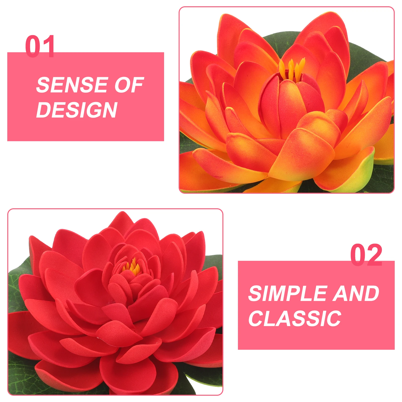 

4pcs 17Cm Artificial Floating Water Lily Plastic Lotus Pond Decoration Garden Home Patio Fish Tank White Orange Pink