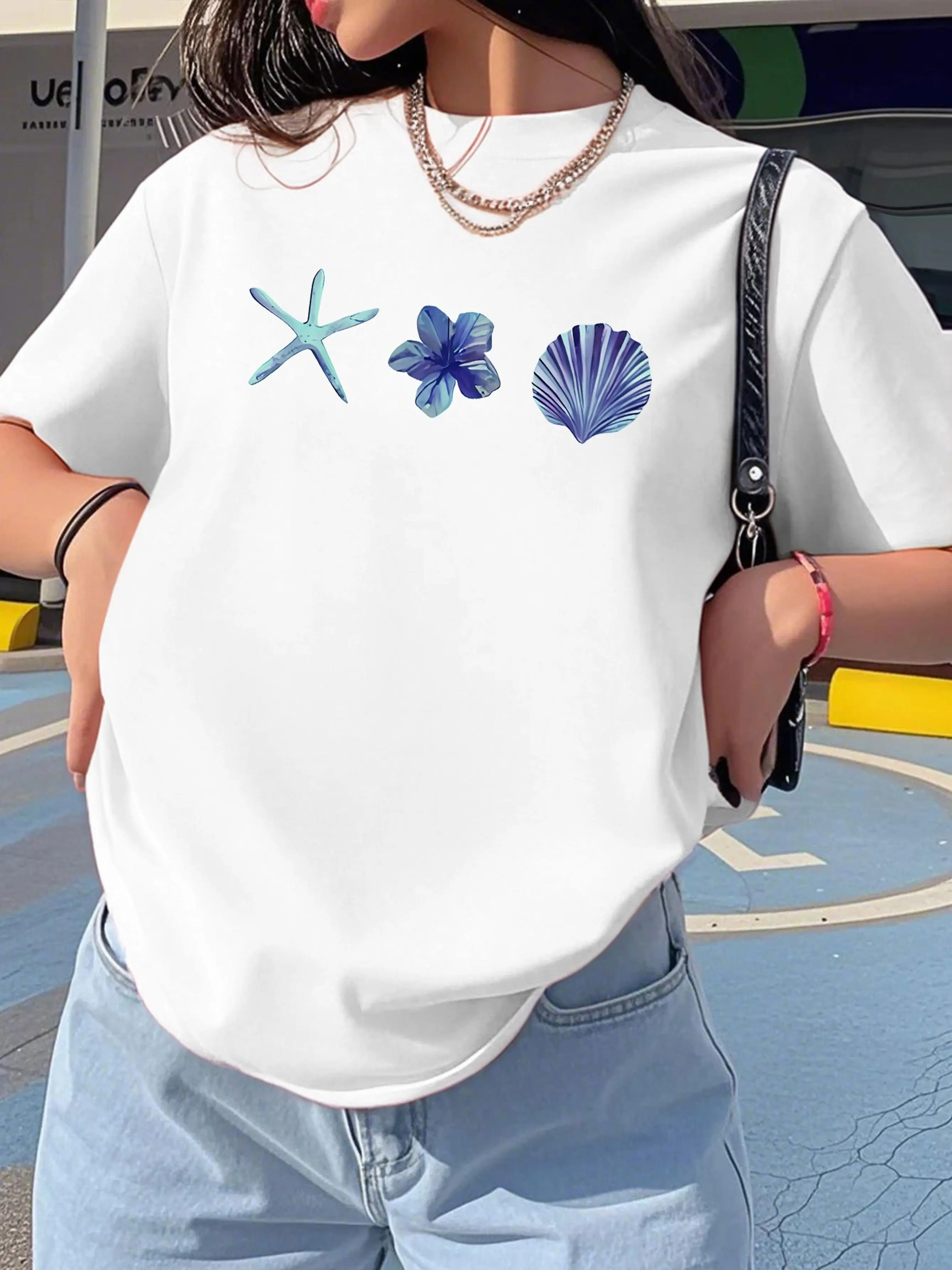 Summer Women'S Featuring Round Neck and Sleeves Designed with Fit and Letter Print This Harajuku Sleeve Casual Aesthetic Clothes