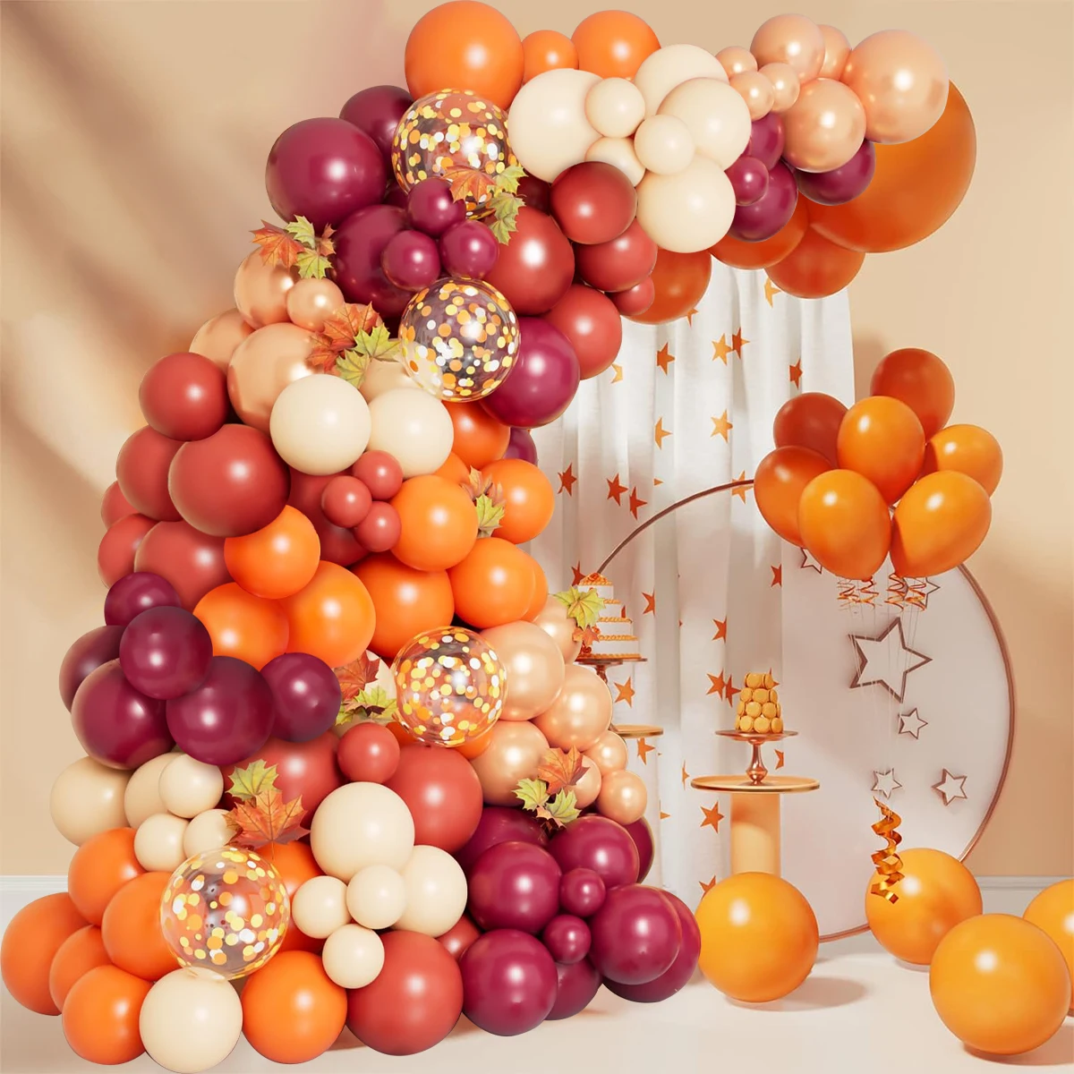 Burgundy Matte Orange Rose Gold Balloon Garland Arch Kit Birthday Party Decor Kids Wedding Party Supplies Baby Shower Balloon