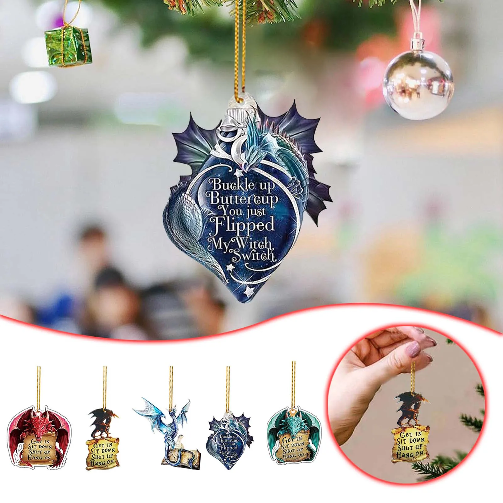 Christmas Dragon Acrylic Christmas Hanging Ornament Christmas Tree Hanging Dragon Ornament Pendant 2023 New Navidad Supplies