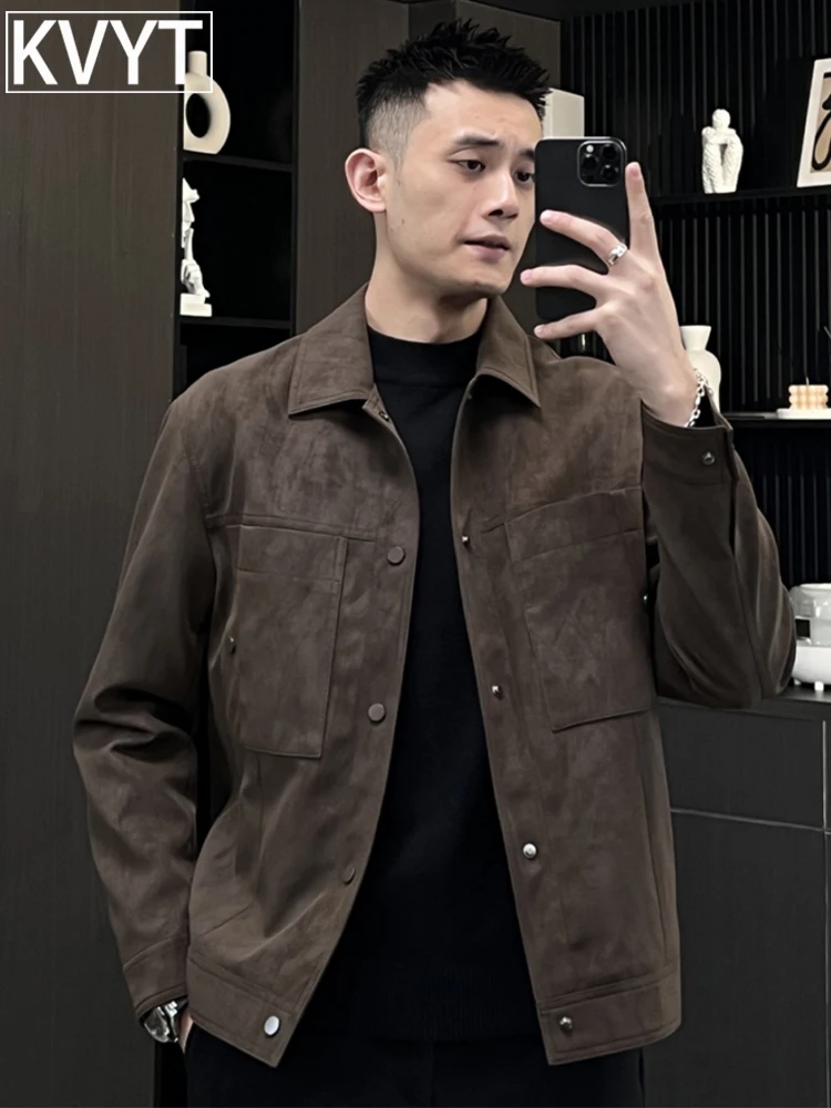 

High-End Men's Fce-Lined Biker Jaet Leather Coat Autumn Winter New Sle Trendy Workwear Cool And Haome Motorcycle Cl...