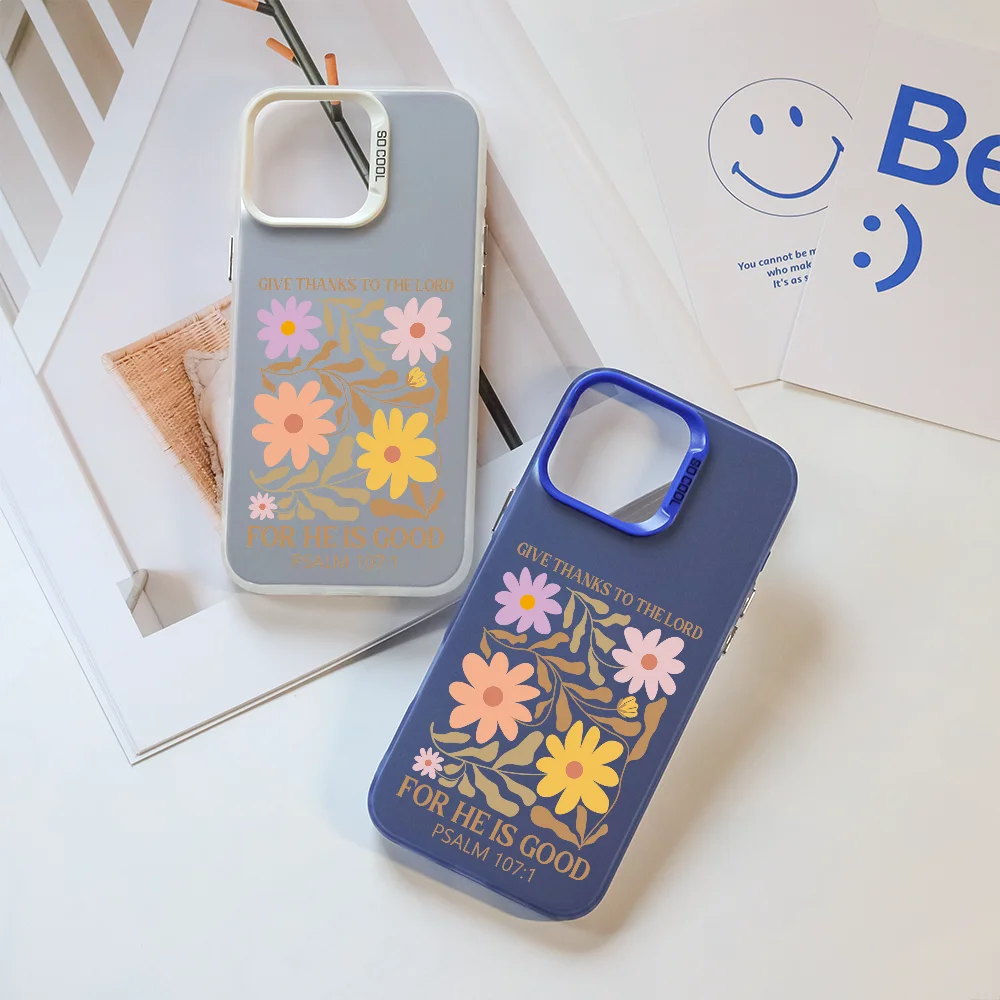 

Christian Retro Flower Phone Case For iPhone 16 Pro Max 15 14 13 12 11 Plus Aurora Laser Shockproof Funda Anti Fall Matte Back