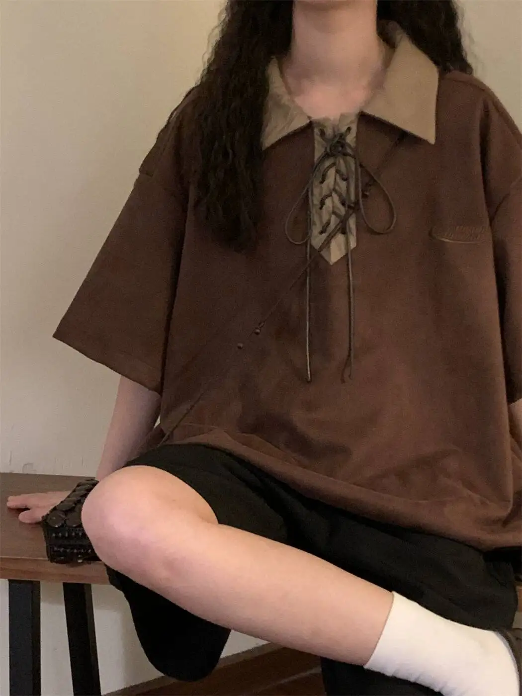 Womem Shirts 2026 New Summer Loose Shirt Unisex Japanese Retro British College Style Short Sleeve Casual T-shirt Tops