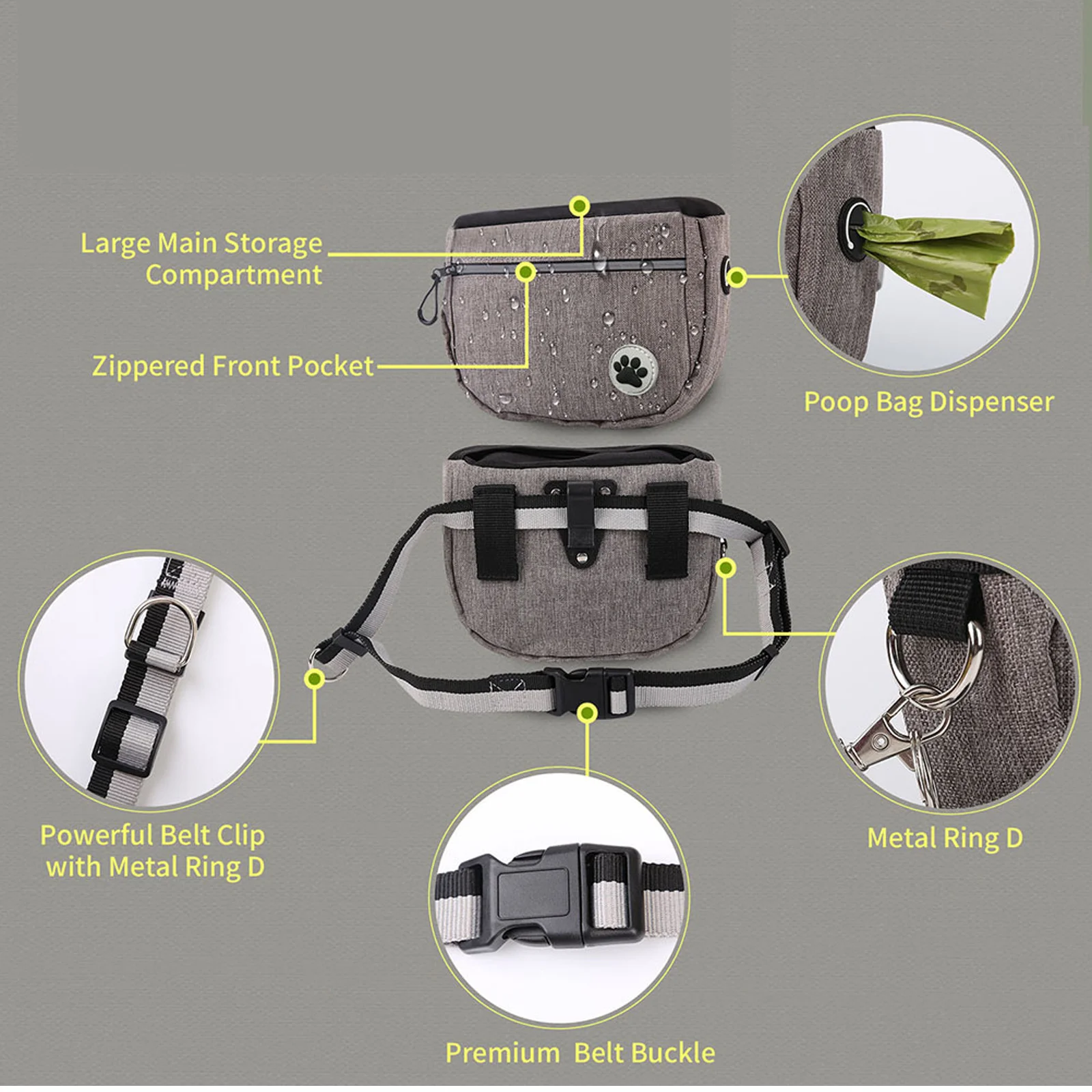 

Portable Dog Treats Pouch Large Capacity Bag Standing Waterproof Scratch Resistant Outdoor Bag for Dogs