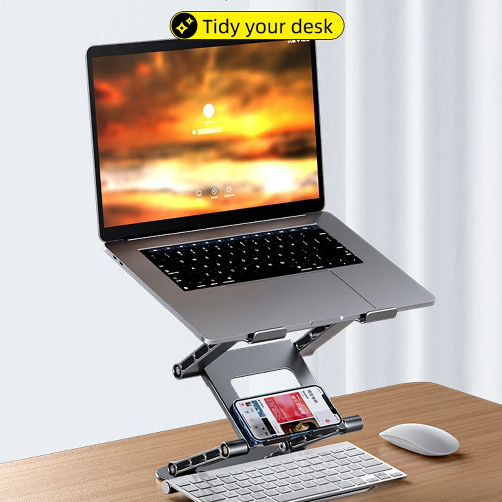 Foldable Laptop Holder Stand 360 Adjustable Phone Tablet Bracket Holder Aluminum Alloy Anti Slip for 11-17 Inch Notebook