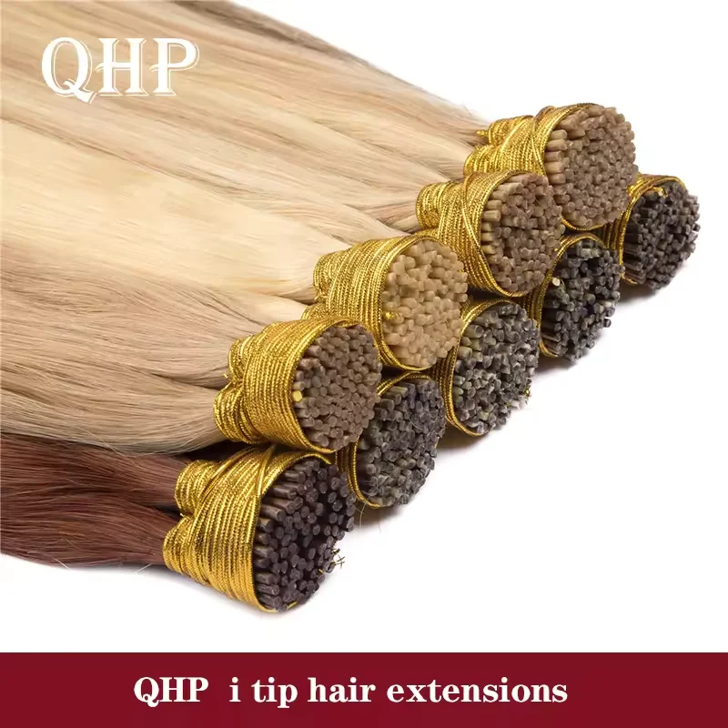 Image of Gerade Spitze ICH Haar Extensions Natürlichen Echt Menschliches Fusion Haar Extensions 50 teile/satz Keratin Kapsel Braun Blonde Farbe 12-26 zoll