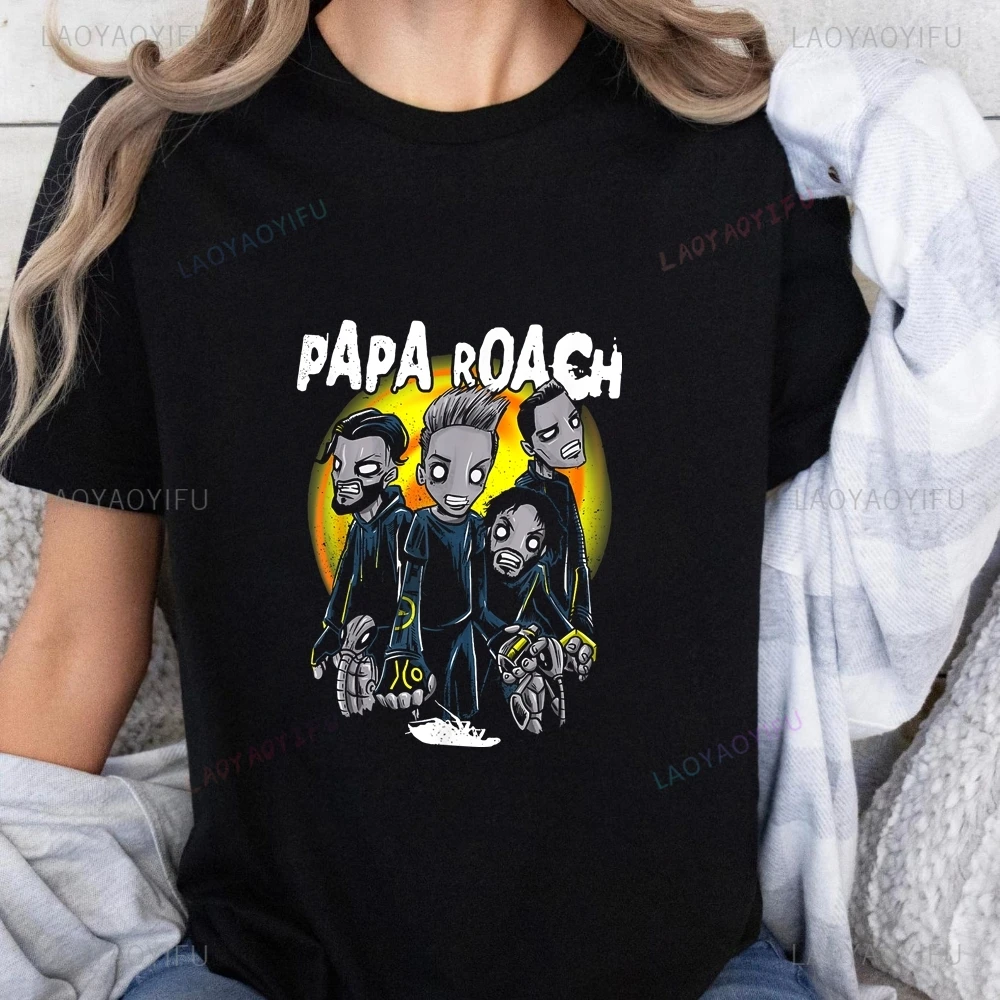 طبق الاصل بابا الصرصور الفرقة تي شيرت مطبوع توب بابا روتش YK2 Harajuku قصيرة الأكمام للجنسين قميص الجرافيك تي شيرت كبير #4
