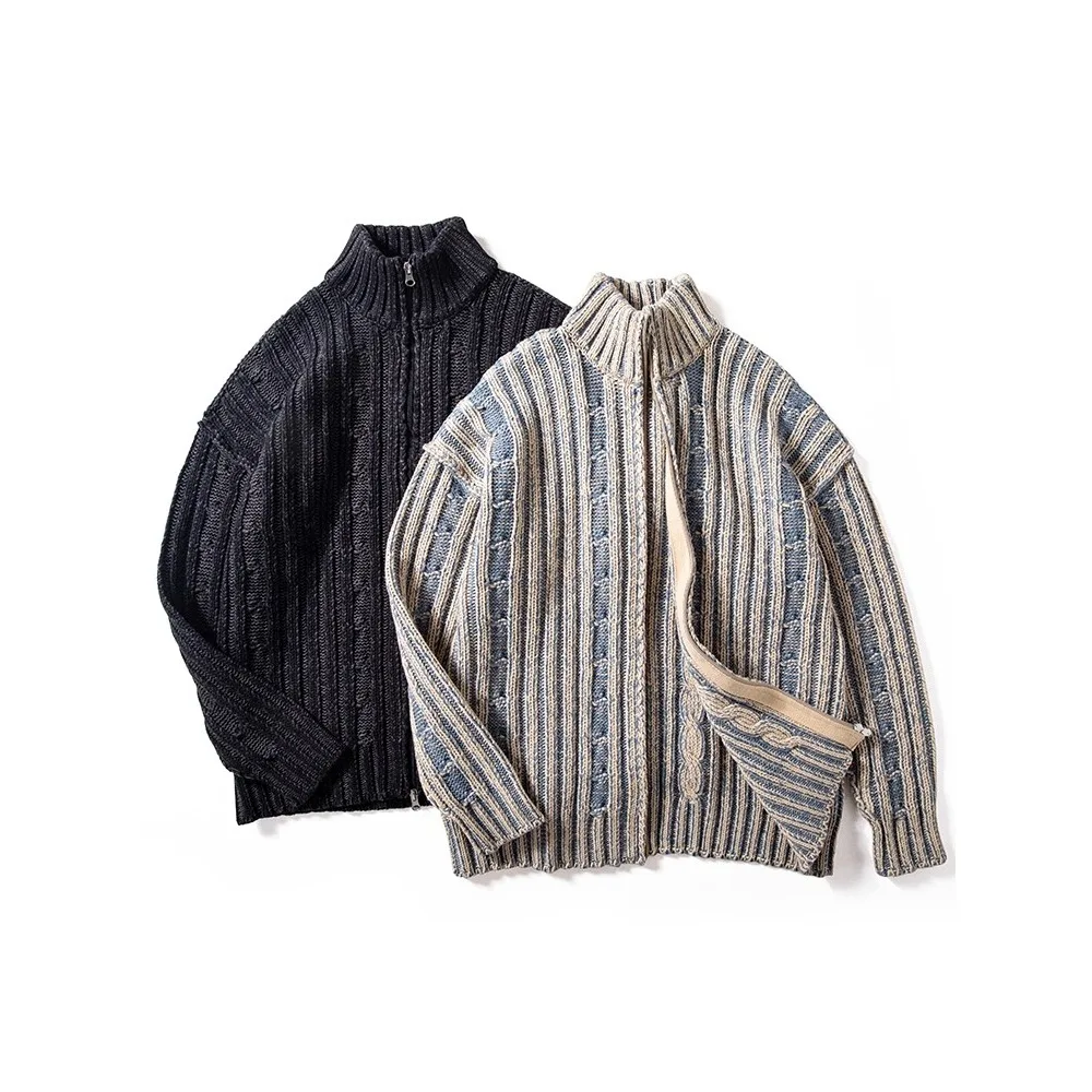 

Ретро японский этнический открытый кардиган на молнии вязаный свитер для мужчин женщин осень зима ленивый свободный повседневный свободный трикотаж