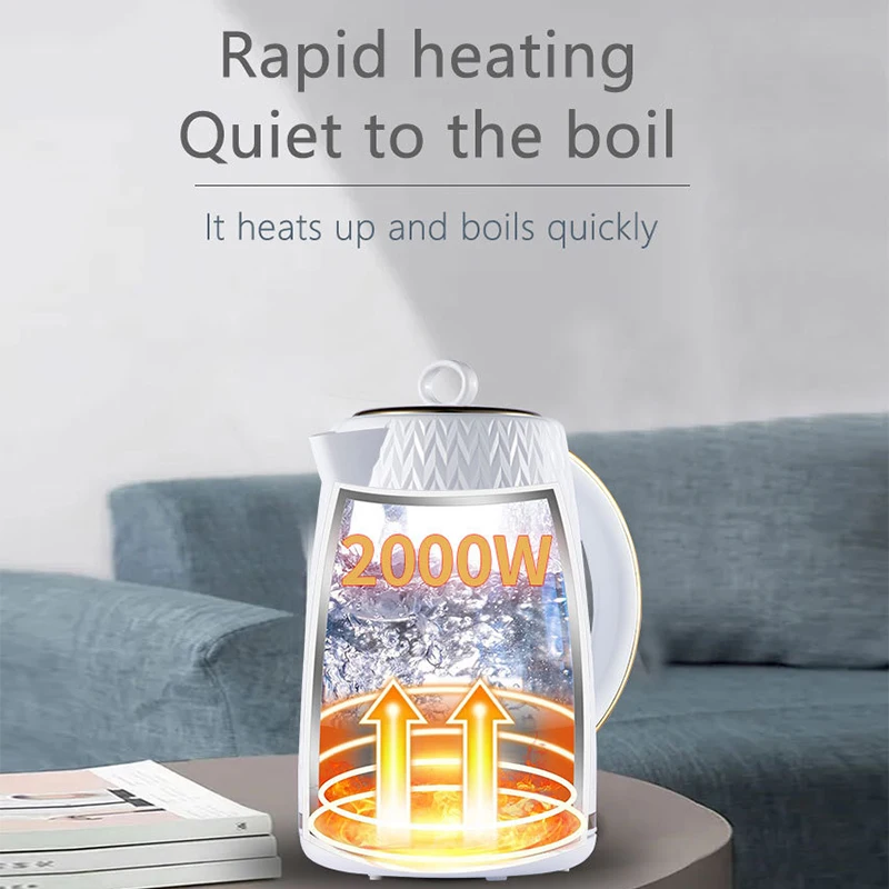 Hervidor de té eléctrico de 1.7L, tetera eléctrica con protección de apagado automático, calentamiento instantáneo, inoxidable, ebullición rápida de 2000W