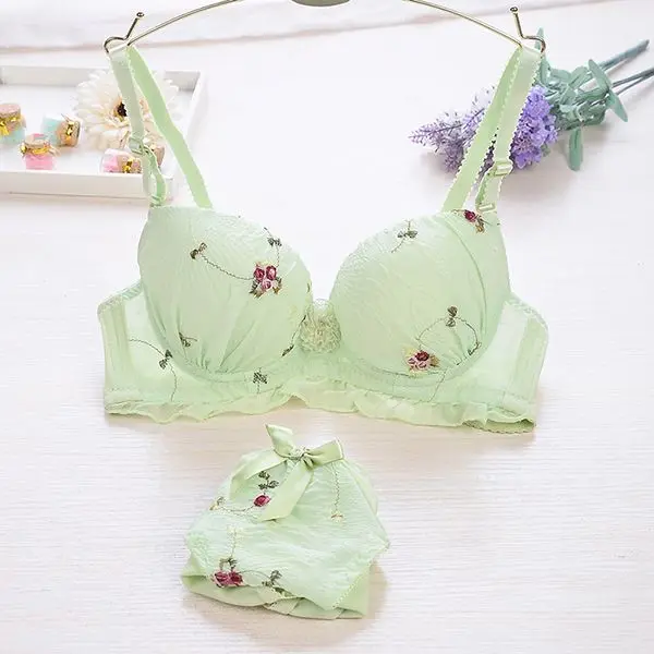 Floral Bra And Panties Set Women Sexy Lingerie Set Female Low Waist Korean Push Up Brassiere Comfortable Girl Seamless Underwear