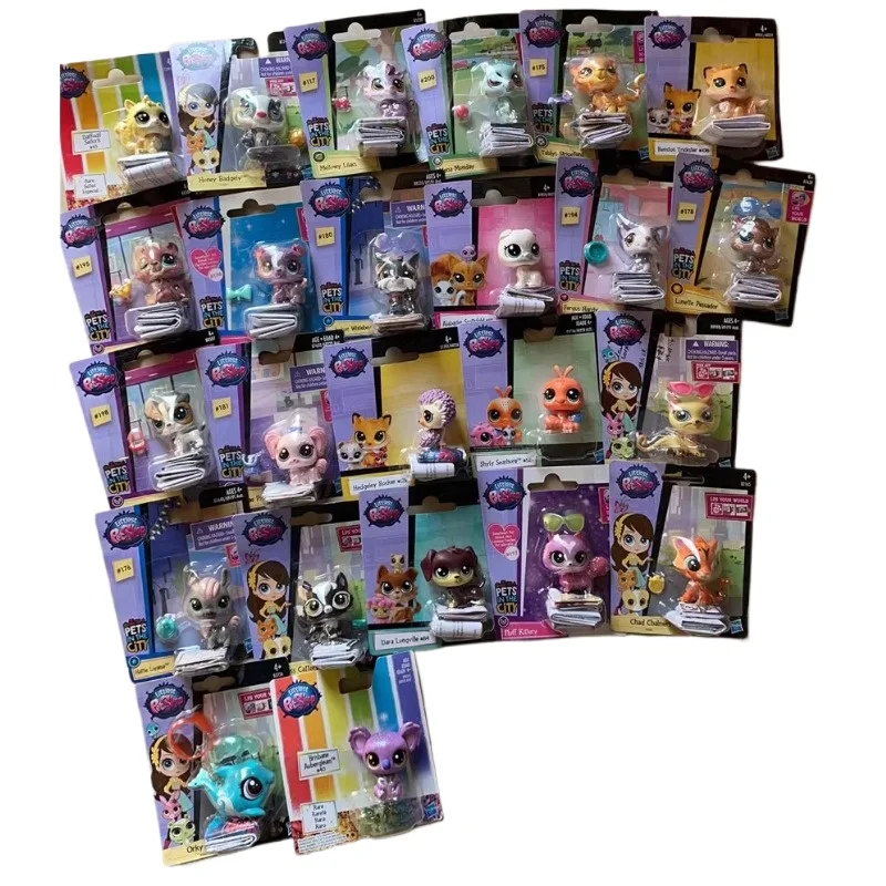 Q Version of The Kawaii Littlest Pet Shop Cats and Dogs Animals Single Card Decorations Collection Gift Action Figures Toys