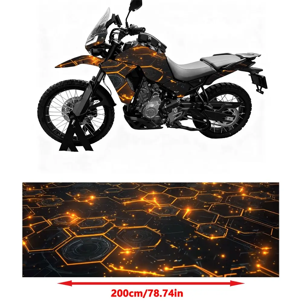 Motorcycle Vinyl Film-self-adhesive Waterproof And Scratch Resistant,Abstract Hexagonal Pattern Pattern Design, Rider Bicycle St