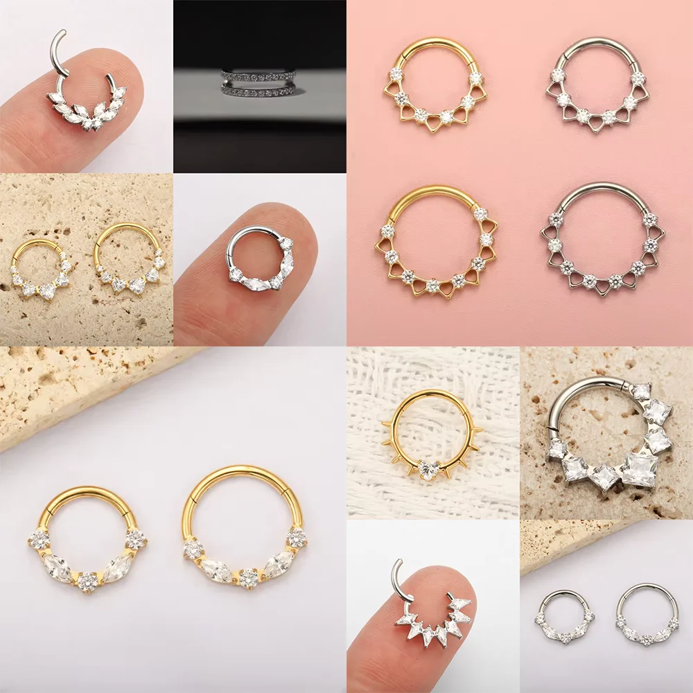 F136 Titanlegierung, hochwertiger Luxus-Ohrring mit Scharnier, modischer und eleganter Stil, Nasenseptum-Ring, Körperpiercing-Schmuck – Detail 9