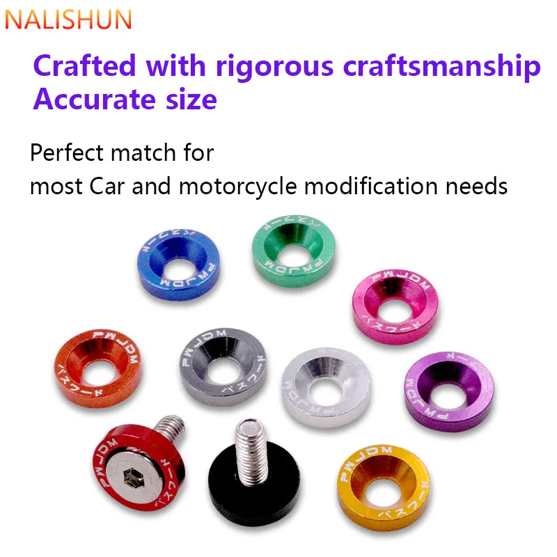 1 مجموعة الحاجز غسالات M6 الترباس مجموعة تعديل السيارة طوقا المسمار الحاجز الوفير محرك عرافة السحابة الألومنيوم مقعر مسامير