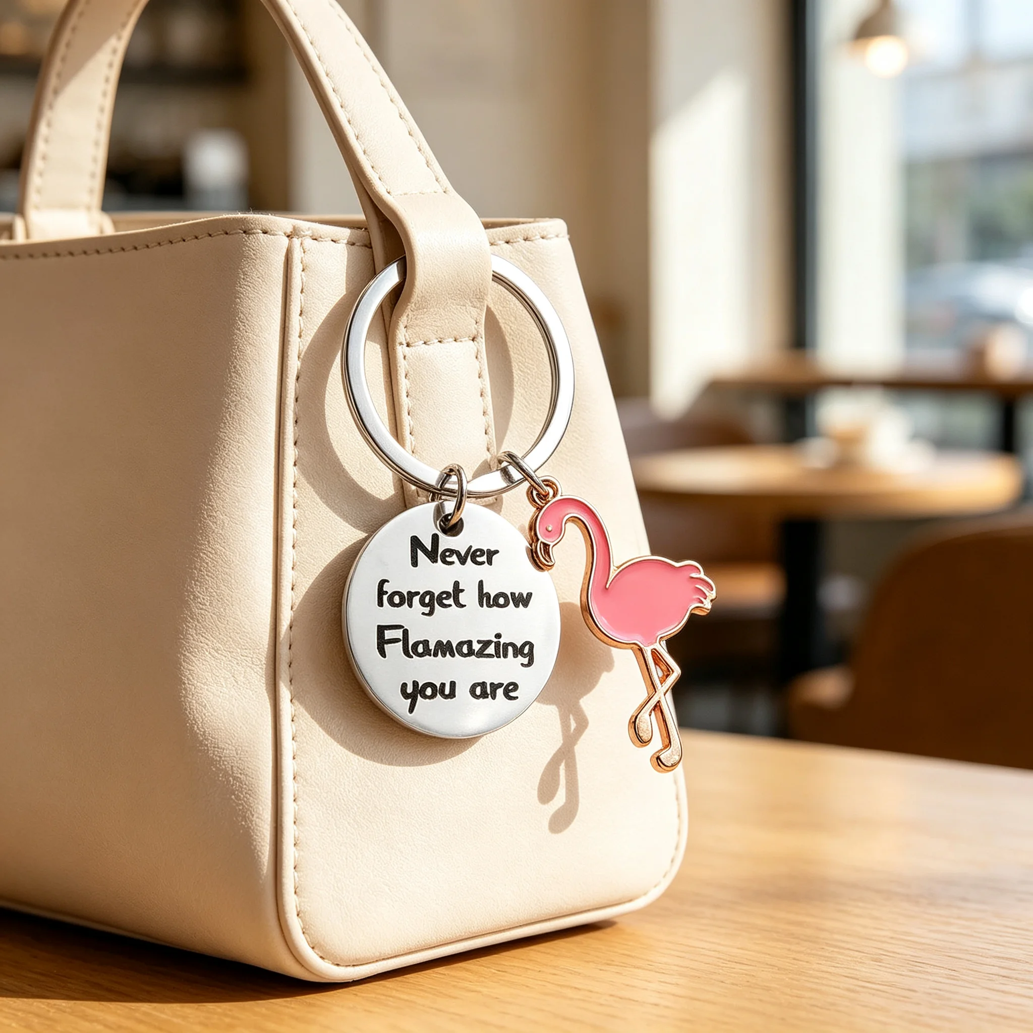 Flamingo Stainless Steel Keychain Never Forget How Flamazing Exquisite Bag Charm Keyring Inspirational Gift